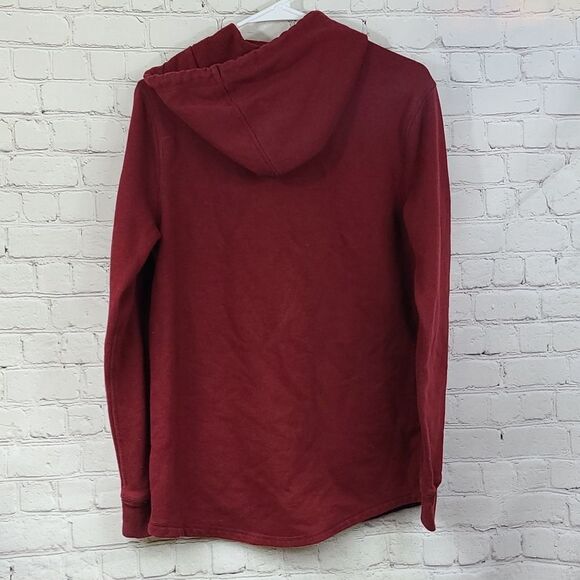 LEVI'S Men's Bilco Fleece Pullover Hoodie Maroon Blue Casual Sweatshirt Jacket - Picture 2 of 7